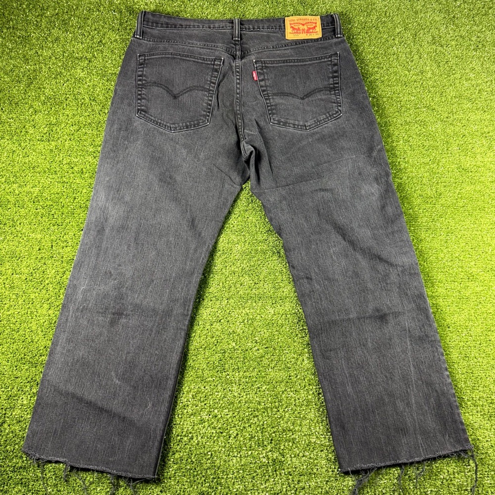 Levis 559 Relaxed Straight Jeans Mens 36x36 Faded Black Raw Hem Denim 0711